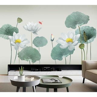 Decal giấy dán tường [PHONG THỦY] Decan Sen an lạc