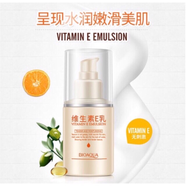 Sữa dưỡng ẩm trắng da Vitamin E Elmusion Bioaqua