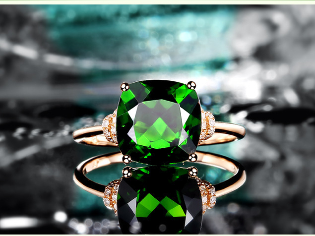 Luxury elephant Emerald Green Gem Rings Crystal Geometry Simplicity 18K Rose Gold Plated Ring for Women Jewelry Collection Accessories Friend Family Gifts Anniversary Party Birthday