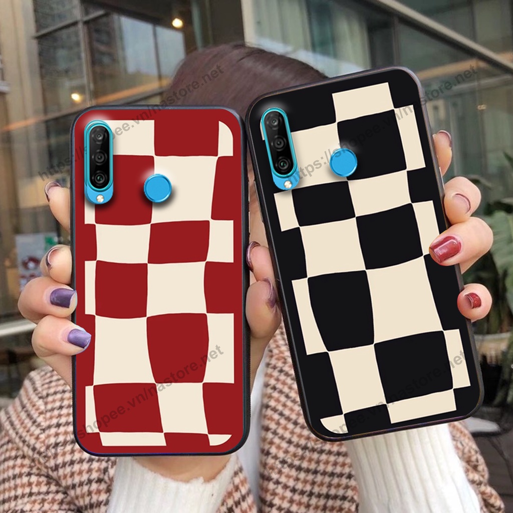 Ốp lưng Huawei Nova 4e / P30 Lite mặt cười, họa tiết caro đơn giản đẹp cute