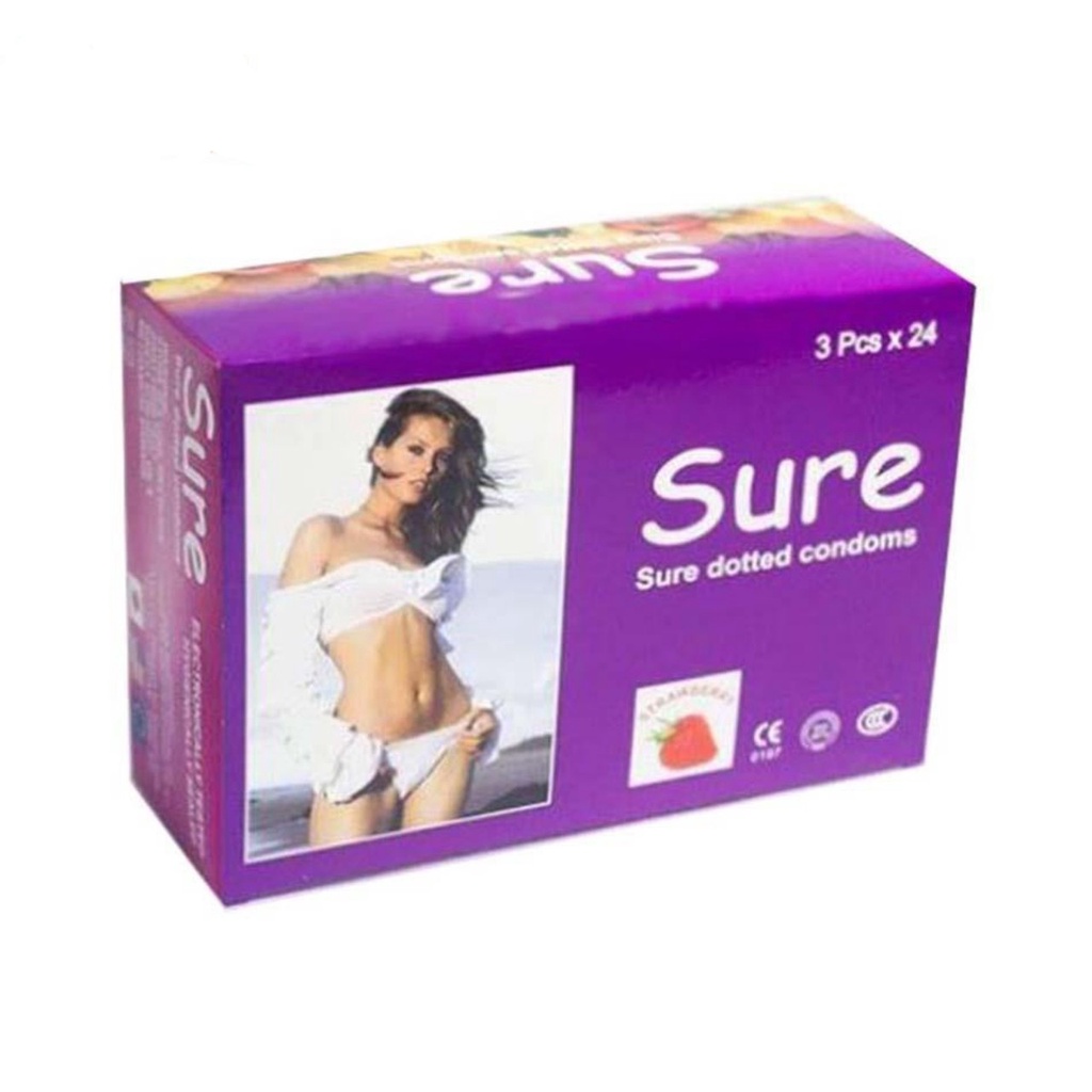Combo 2 hộp Bao cao su Sure (Hàng Việt Nam Hộp 3 Chiếc). Siêu Mỏng, Bề mặt nhám tạo cảm xúc thăng hoa.