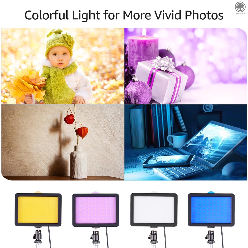 Bộ Đèn LED USB Mini 10W 5600K * 2 + 100cm / 39.4inch * 2 + Adapter Đầu Bi Linh Hoạt * 2 + Bộ Lọc Màu * 8