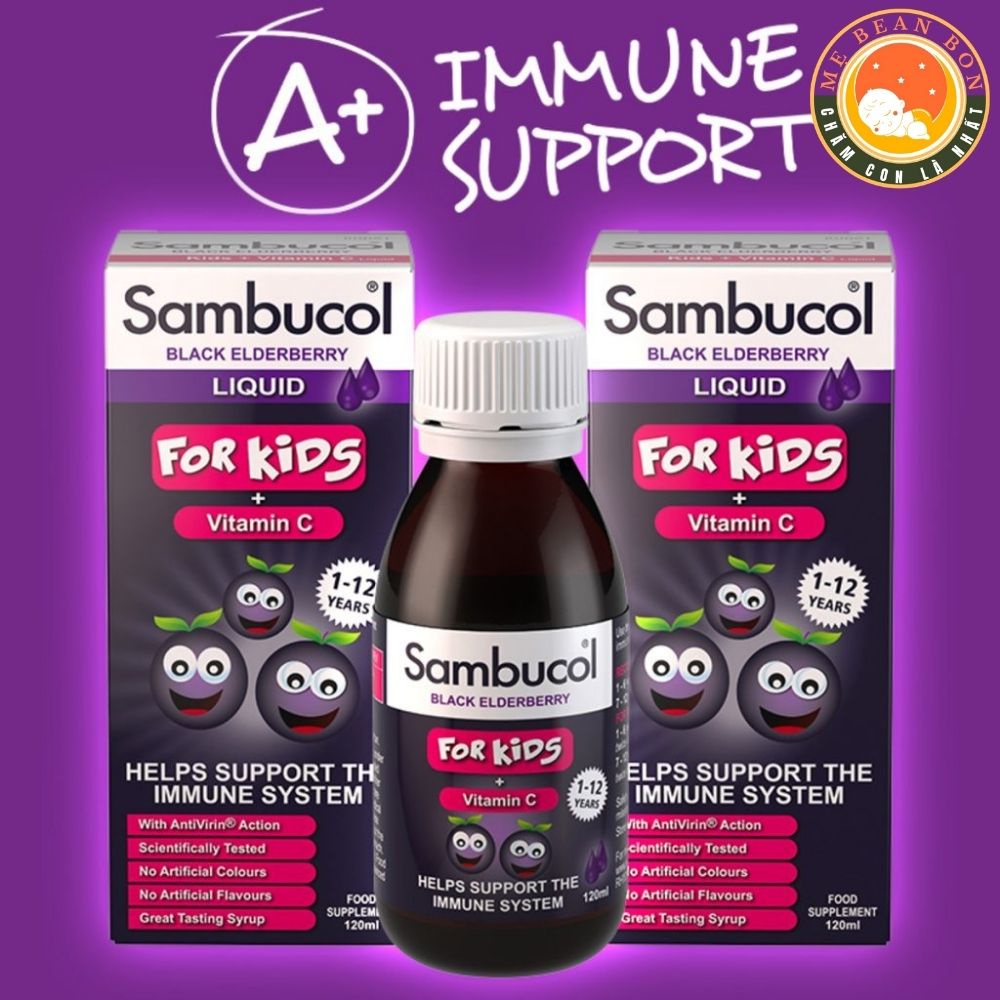 Siro Tăng Sức Đề Kháng Sambucol 120ml của Anh Cho Bé Trên 1 Tuổi giàu Vitamin C và kẽm giúp tăng đề kháng hiệu quả