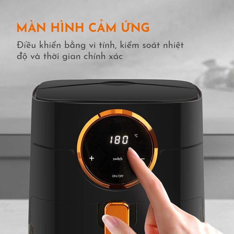 Nồi chiên không dầu GAABOR GA-E45A01 dung tích 4.5L - Thép không gỉ - Giá rẻ - Hàng chính hãng