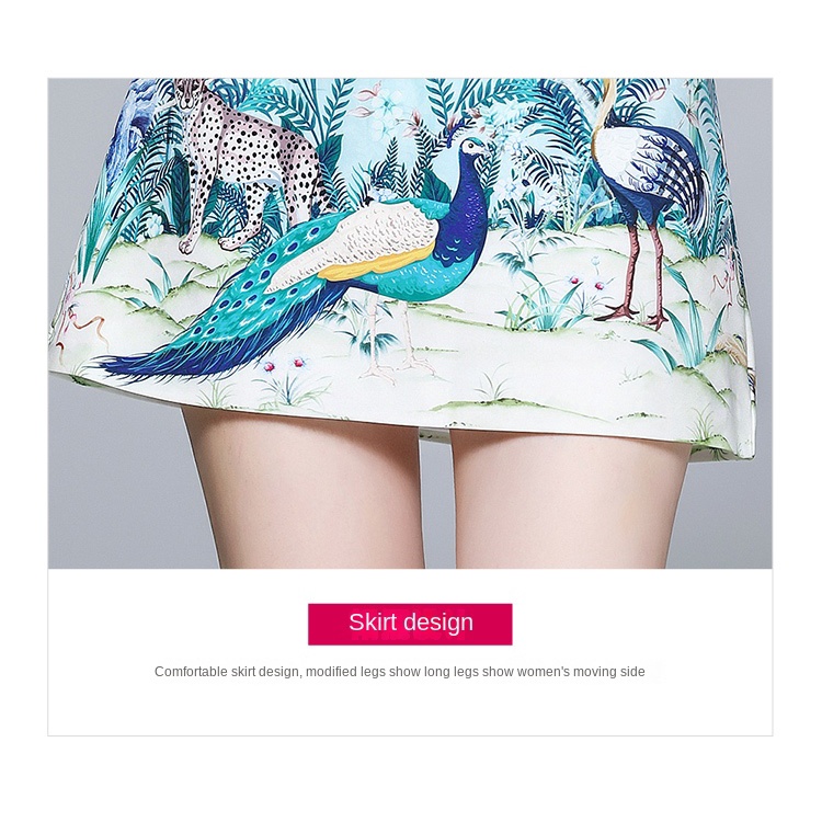 Set Áo Thun Tay Dài In Hình Chim Công + Quần Dài Cho Nữ