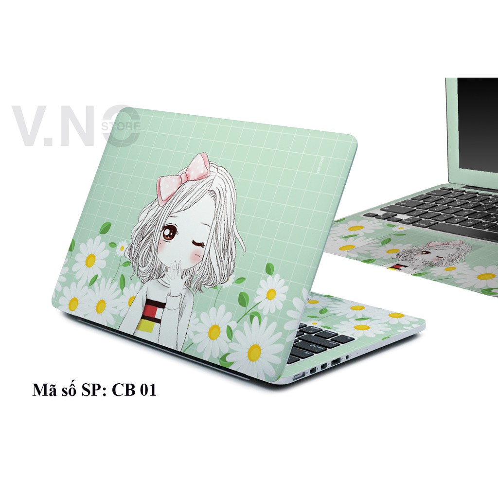 Decal dán Laptop V.NO SKIN - CÁ TÍNH GIRL cao cấp cho các dòng laptop dell/acer/asus/lenovo/hp/macbook