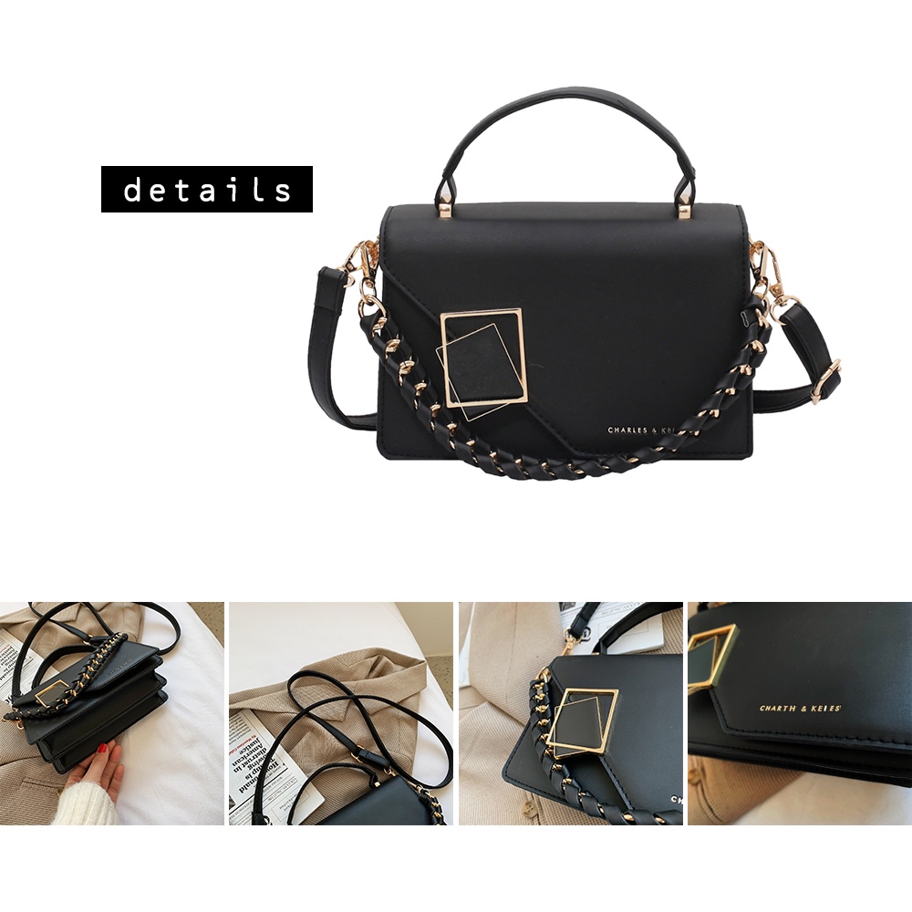 Túi xách nữ đeo chéo dáng vuông hai ngăn phong hàn quốc thời trang da dây xích thiết kế độc đáo giá rẻ đẹp đi chơi