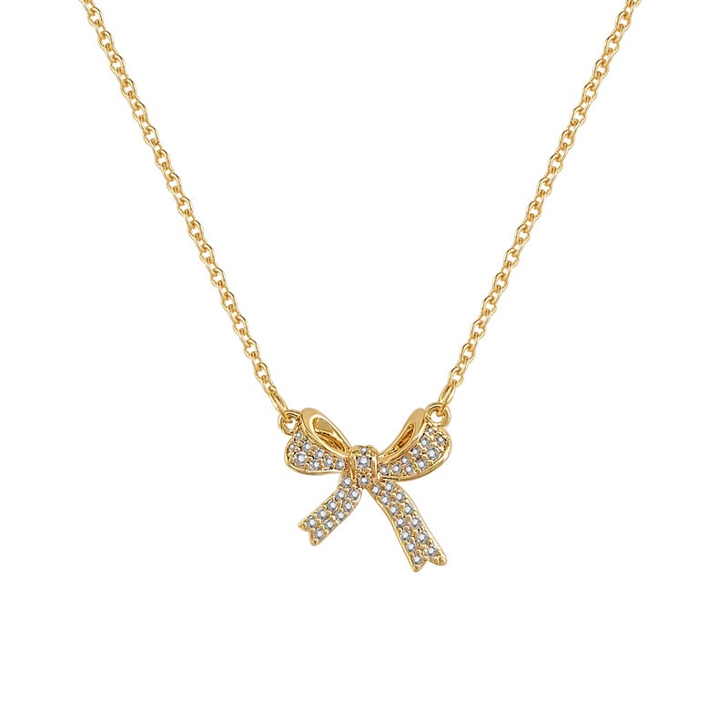 We Flower Dây chuyền mạ vàng 14k mặt hình nơ đính đá lấp lánh thời trang cổ điển sang trọng cho nữ