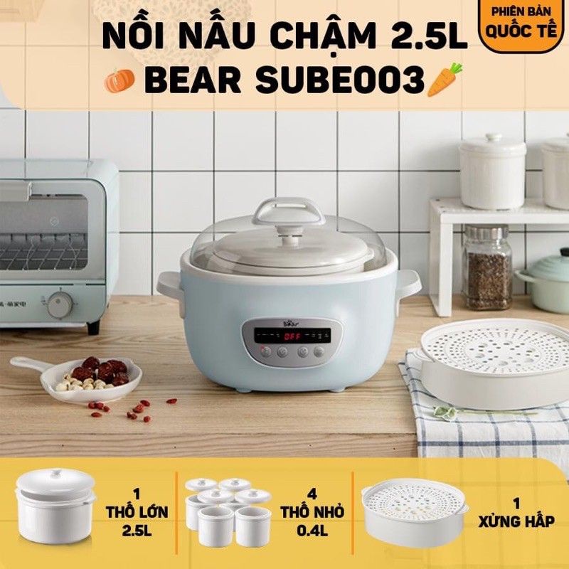 (HCM+GIAO 2H) Nồi Bear 2,5l - nồi nấu cháo dung tích 2l5