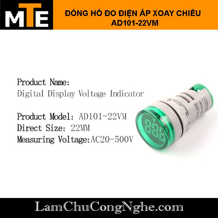 Đồng hồ đo ĐIỆN ÁP XOAY CHIỀU AC 20-500V volt kế mini AD101-22VM