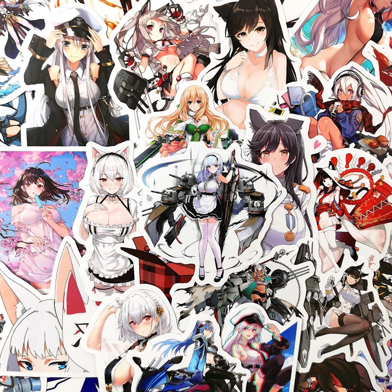 Set 50 miếng sticker hình game Azur Lane dán trang trí độc đáo