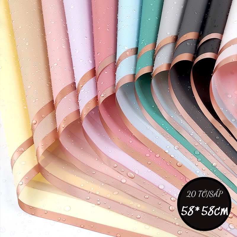 Giấy Gói Hoa Khổ 58*58cm ❤️Bóng Mờ Viền Đồng❤️ Cao Cấp, Không Thấm Nước, Hàng Loại 1