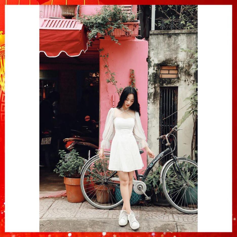Đầm dự tiệc tay phồng đính hạt nữ tính tôn dáng | BigBuy360 - bigbuy360.vn