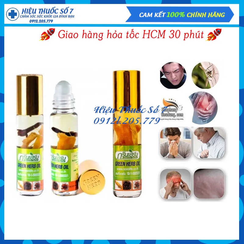 Dầu lăn Thái Lan, Dầu sâm Green Herb Oil chai 8cc