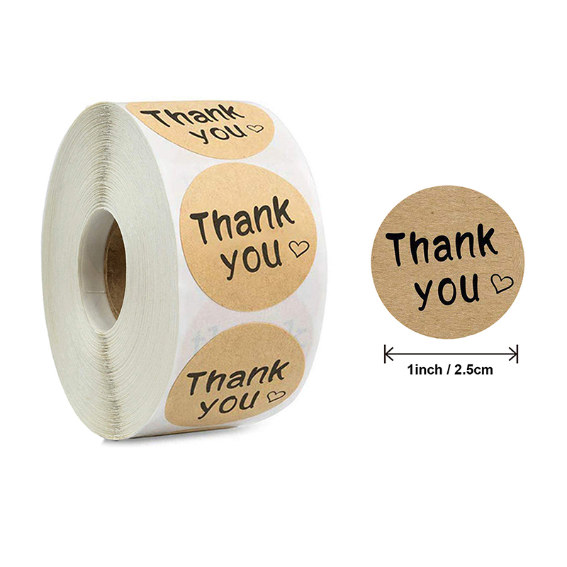 Bộ 500 miếng dán hình tròn in chữ Thank You độc đáo