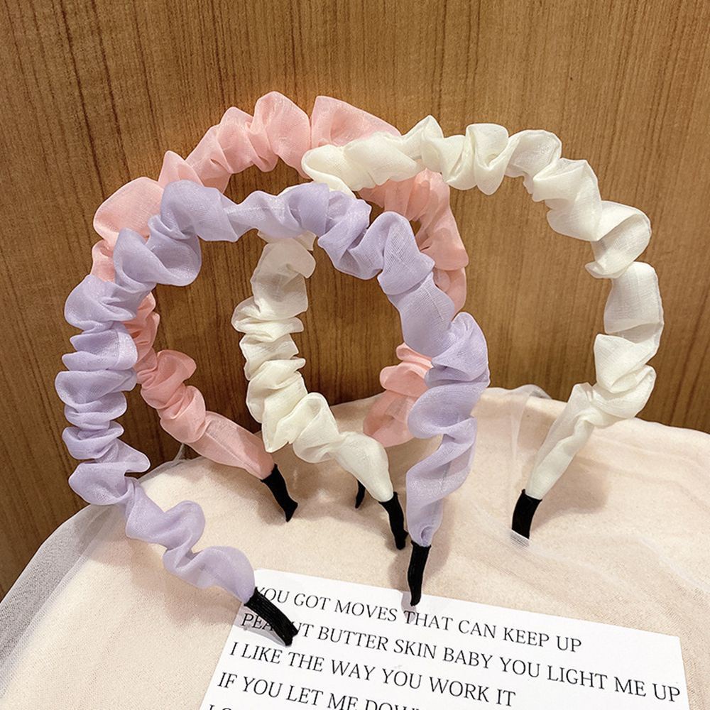 Băng Đô Chiffon Lưới Màu Trơn Thiết Kế Đơn Giản Thời Trang Cho Nữ