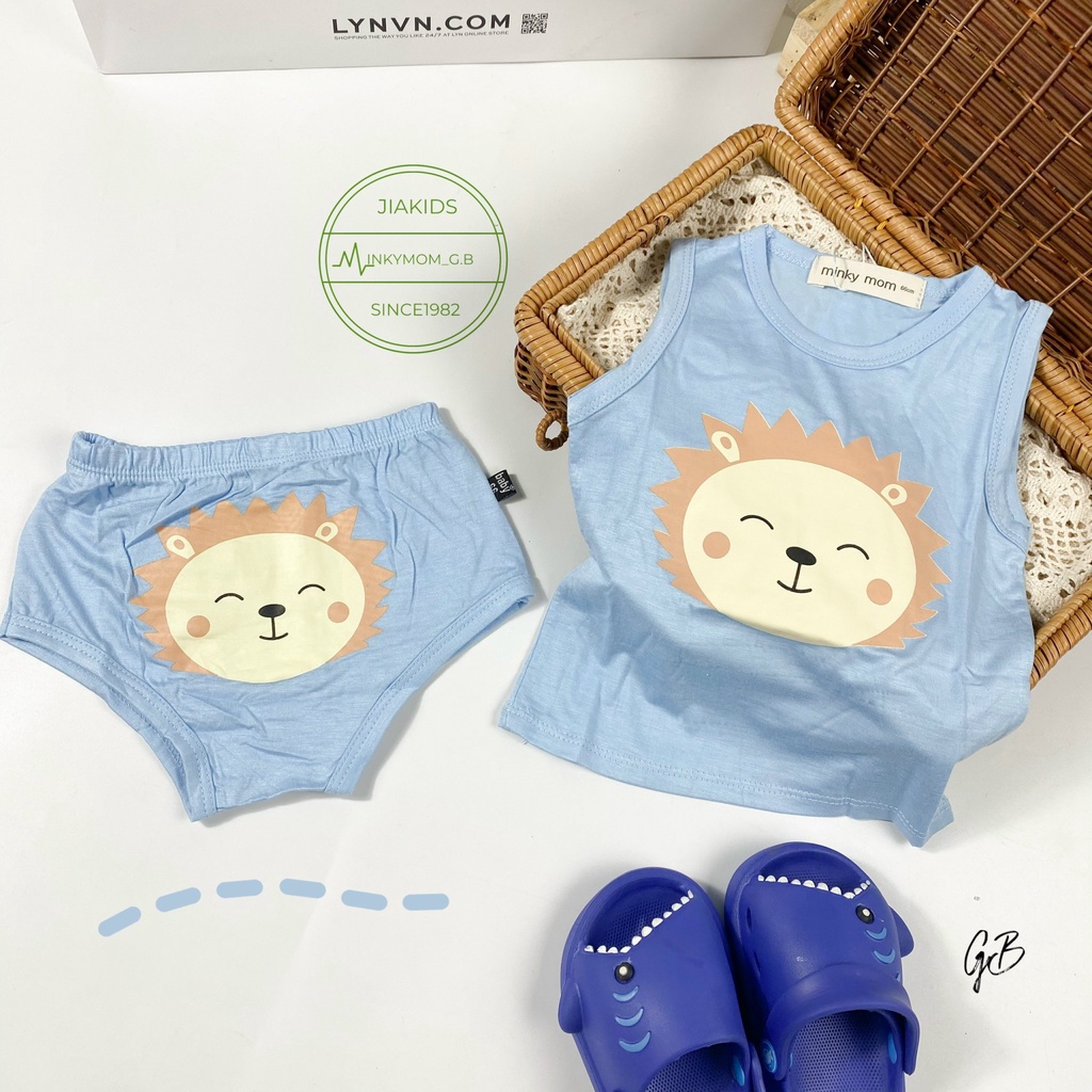 Bộ Ba Lỗ Quần Chip THUN LẠNH MINKYMOM In Hình Cực Dễ Thương Cho Bé BL-IN19