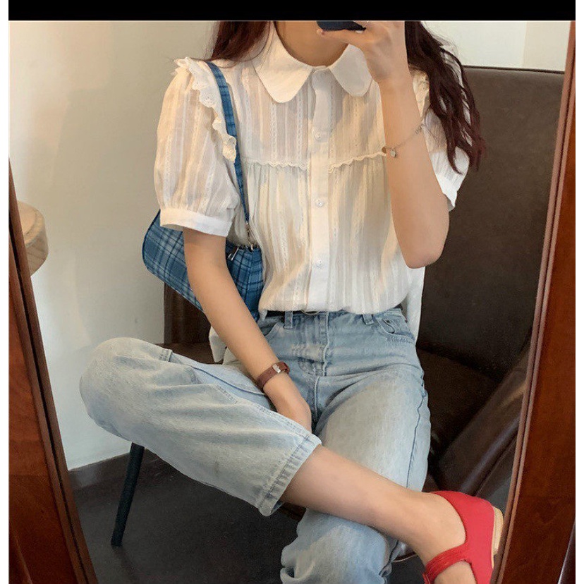 Áo sơ mi cổ sen viền bèo vai NH00099