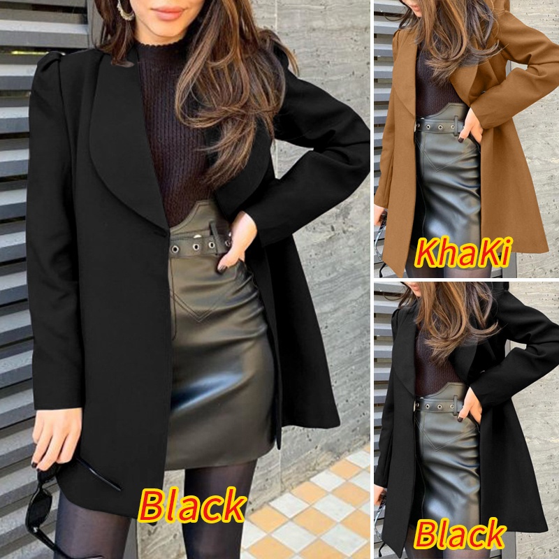 Áo khoác Blazer ZANZEA cổ lật dài tay phối nút phong cách công sở thời trang dành cho nữ