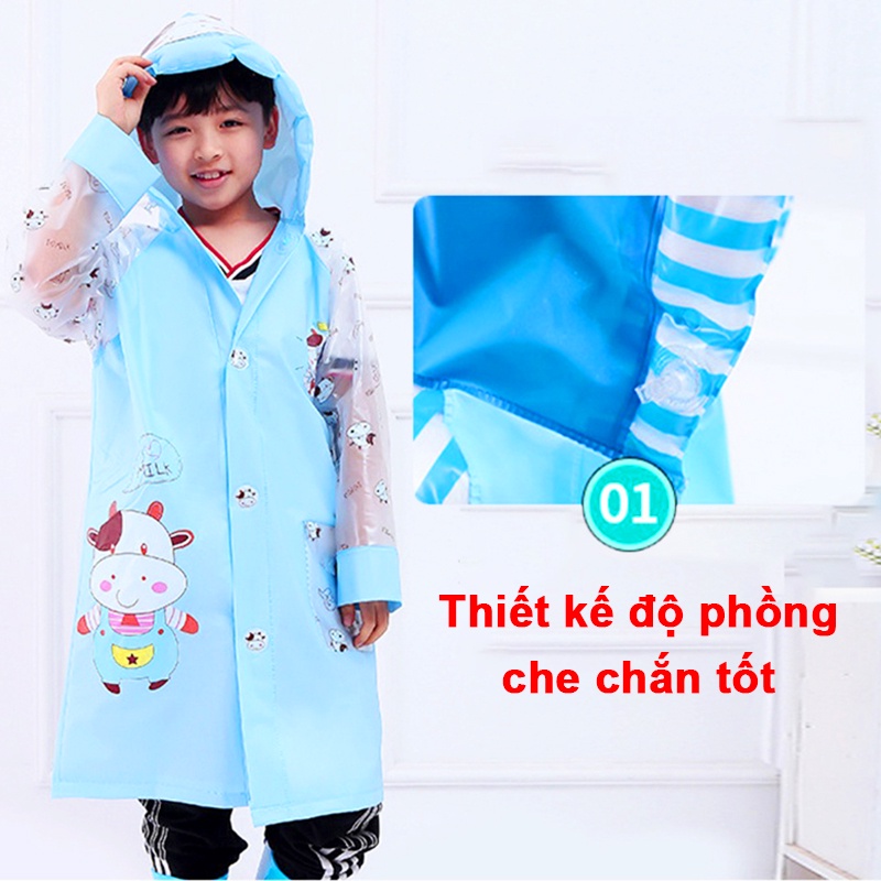Áo mưa cho bé, áo mưa trẻ em cao cấp hình thú đáng yêu cho bé 4-10 tuổi Baby-S – SAM005