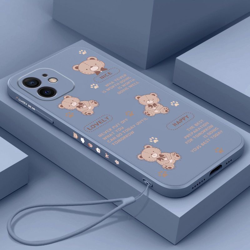 Ốp điện thoại QIANZI họa tiết gấu thích hợp cho iPhone 13 13 pro 13 pro max 14 14 pro 14 plus 14 pro max