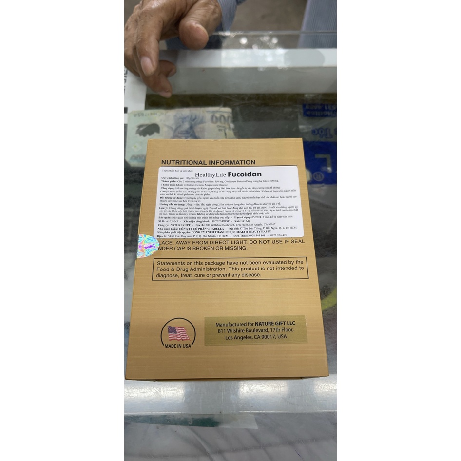 FUCOIDAN Nhập khẩu Mỹ, Giúp tăng cường sức khỏe, chống Oxi hóa, hạn chế gốc tự do, tăng cường sức đề kháng.