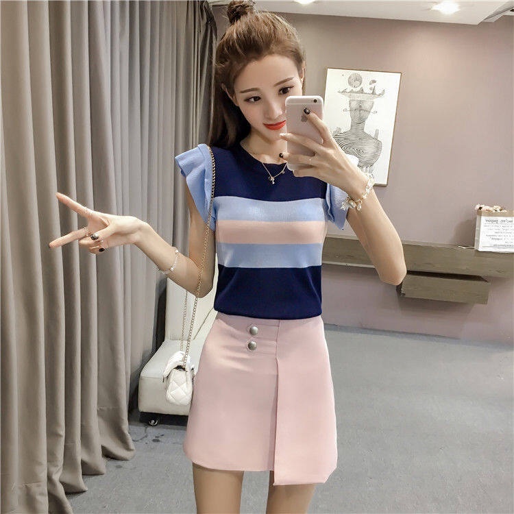 Áo Dệt Kim Cổ Tròn Dáng Ôm Thời Trang Hàn Quốc Cho Nữ
