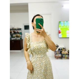 Đầm maxi hoa tay cánh tiên