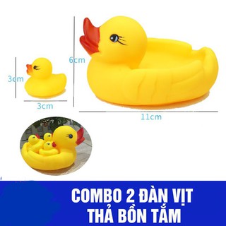 Combo 2 đàn vịt thả bồn tắm cho bé - 2 vịt mẹ và 6 vịt con kêu chíp chíp