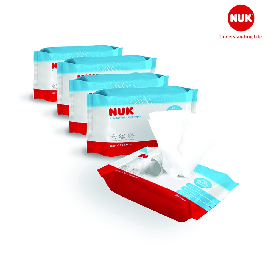 Khăn ướt diệt khuẩn NUK không cồn an toàn cho trẻ sơ sinh chứng nhận SGS