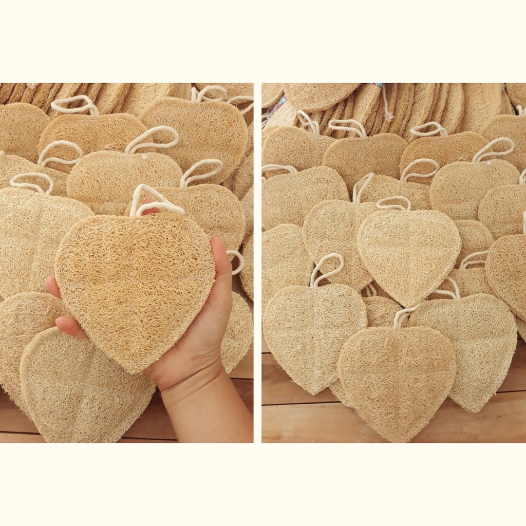 Miếng Rửa Chén Xơ Mướp Cỡ Lớn Trái Tim - Miếng Chùi Nồi - Miếng Rửa Bát - Tẩy da chết