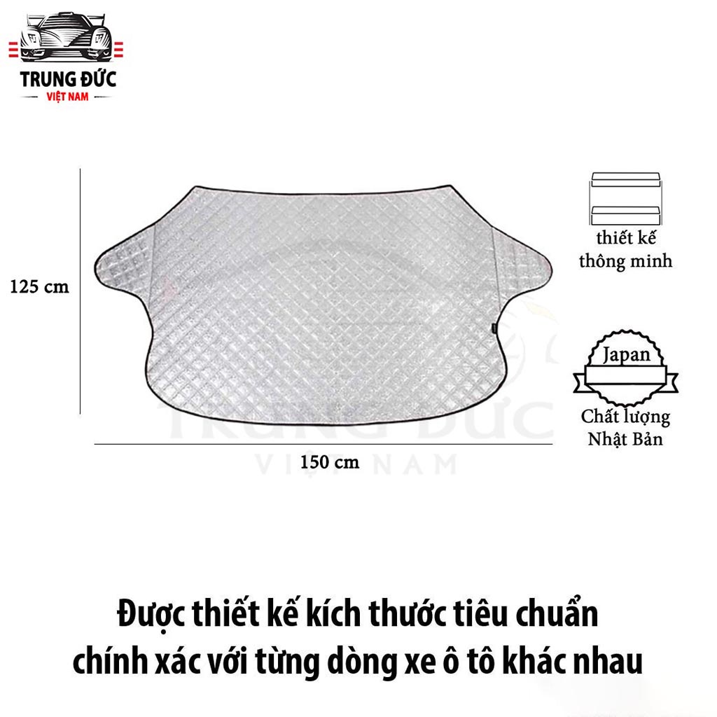 Bạt phủ ô tô che nắng kính lái 3 lớp TRUNGDUCVN cách nhiệt giảm nắng nóng, bảo vệ nội thất xe hơi hiệu quả