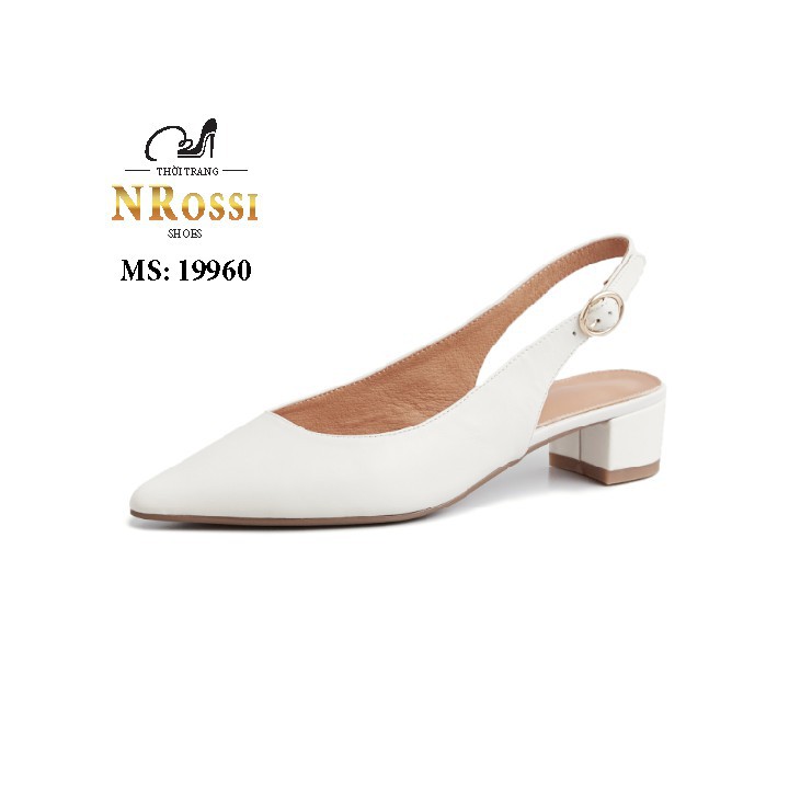Giày cao gót  thời trang mũi nhọn  hở gót cao 3cm  màu trắng size lớn 40 41 42 43 44