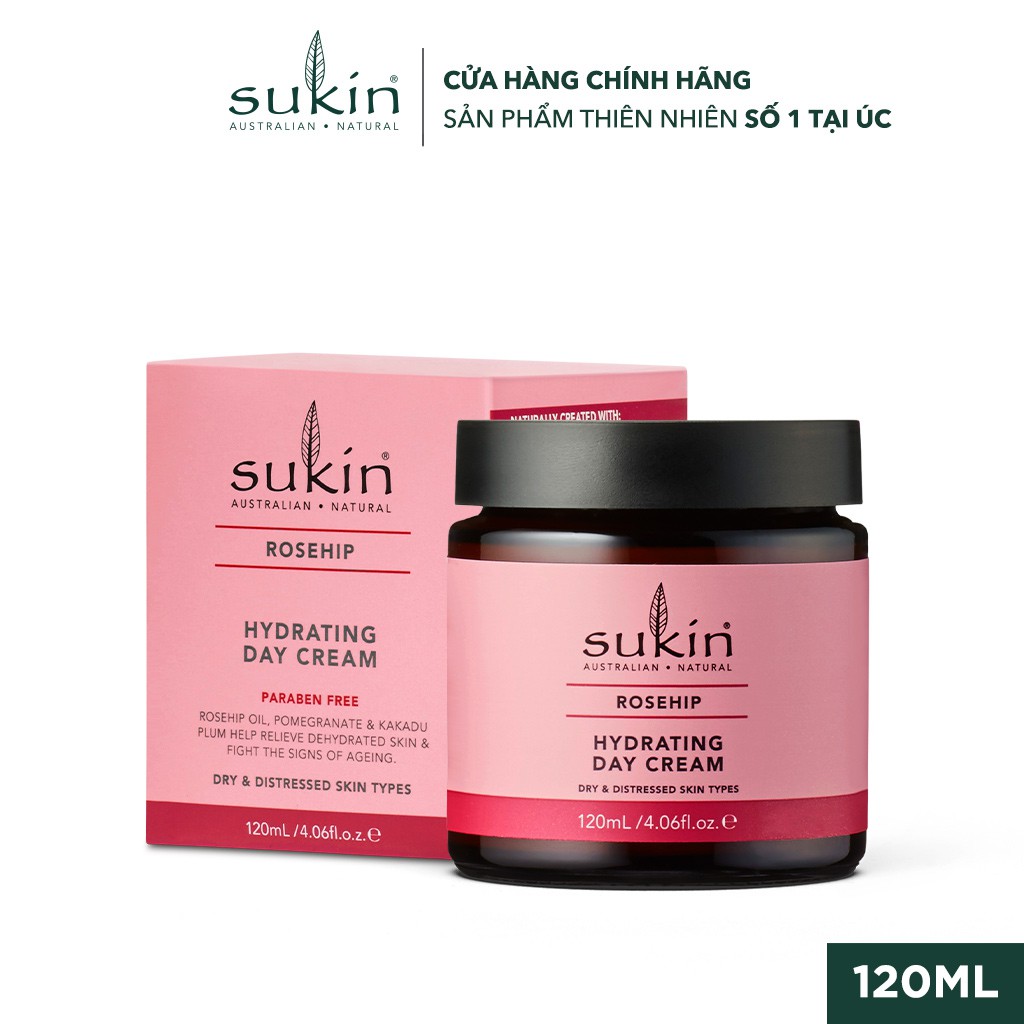 Kem Dưỡng Ẩm Da Tinh Dầu Tầm Xuân Ban Ngày Sukin Rosehip Hydrating Day Cream 120ml