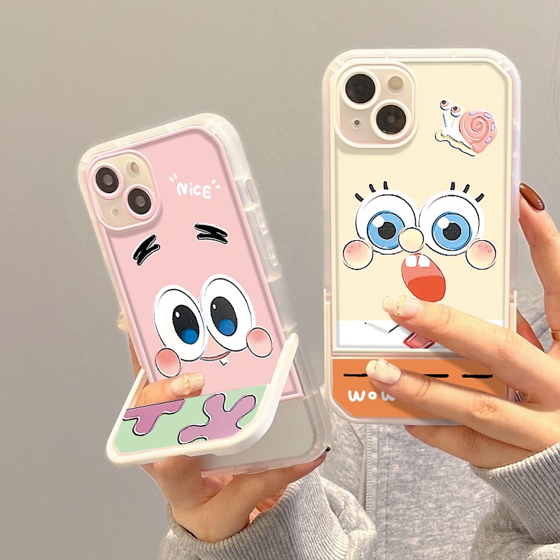 Ốp Điện Thoại Silicon TPU Mềm Trong Suốt Có Giá Đỡ Dễ Thương Cho iPhone 13 12 11 Pro X XR XS Max SE 2020 6 6S 7 8 Plus