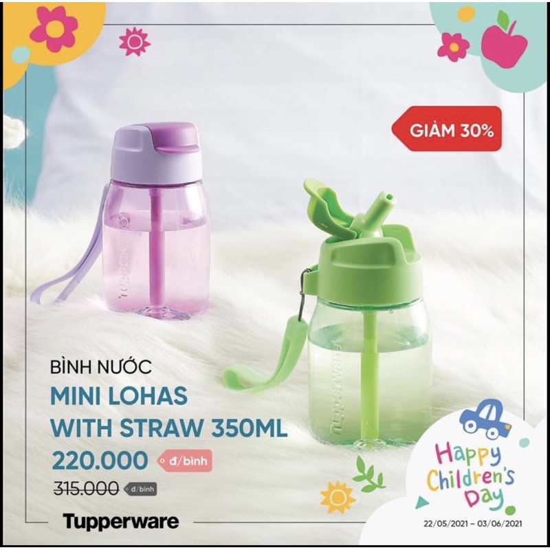 Tupperware Bình nước Mini Lohas with straw có ống hút