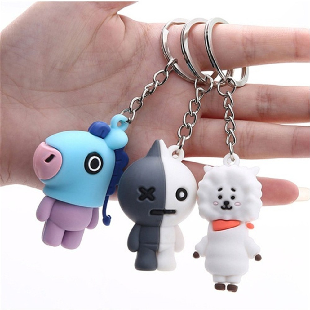 ❤LANSEL❤ Stylish Key Ring Cartoon K-Pop Keychain Portable 3D Silicon Korean Multi-function Bangtan Boys