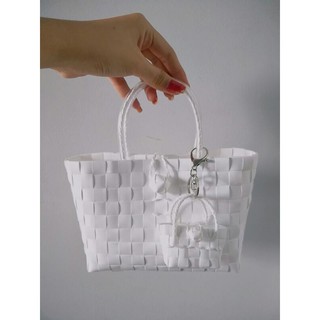 Combo giỏ đan nhựa PP mix charm túi mini