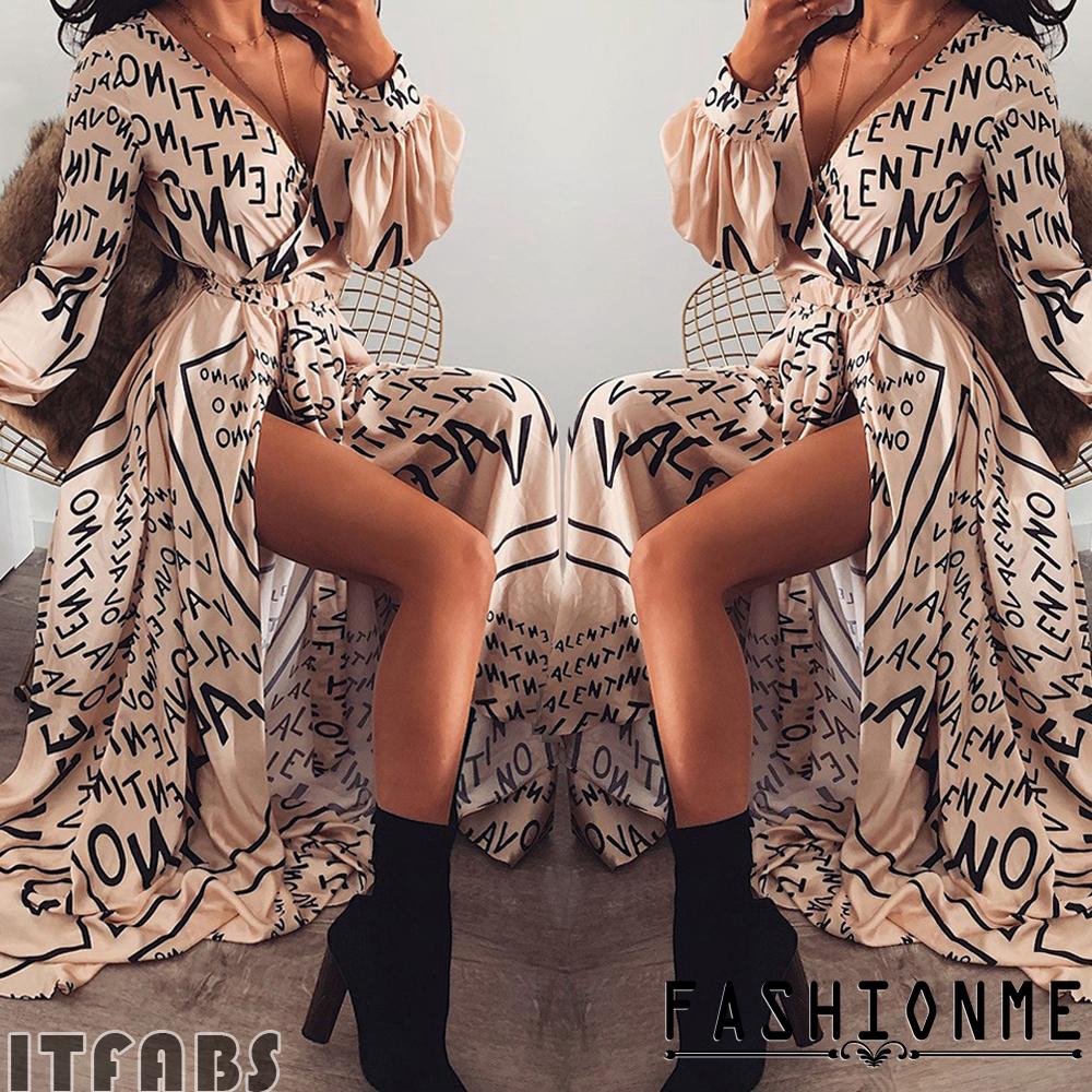 Đầm Maxi tay dài cổ chữ V phong cách Boho | BigBuy360 - bigbuy360.vn