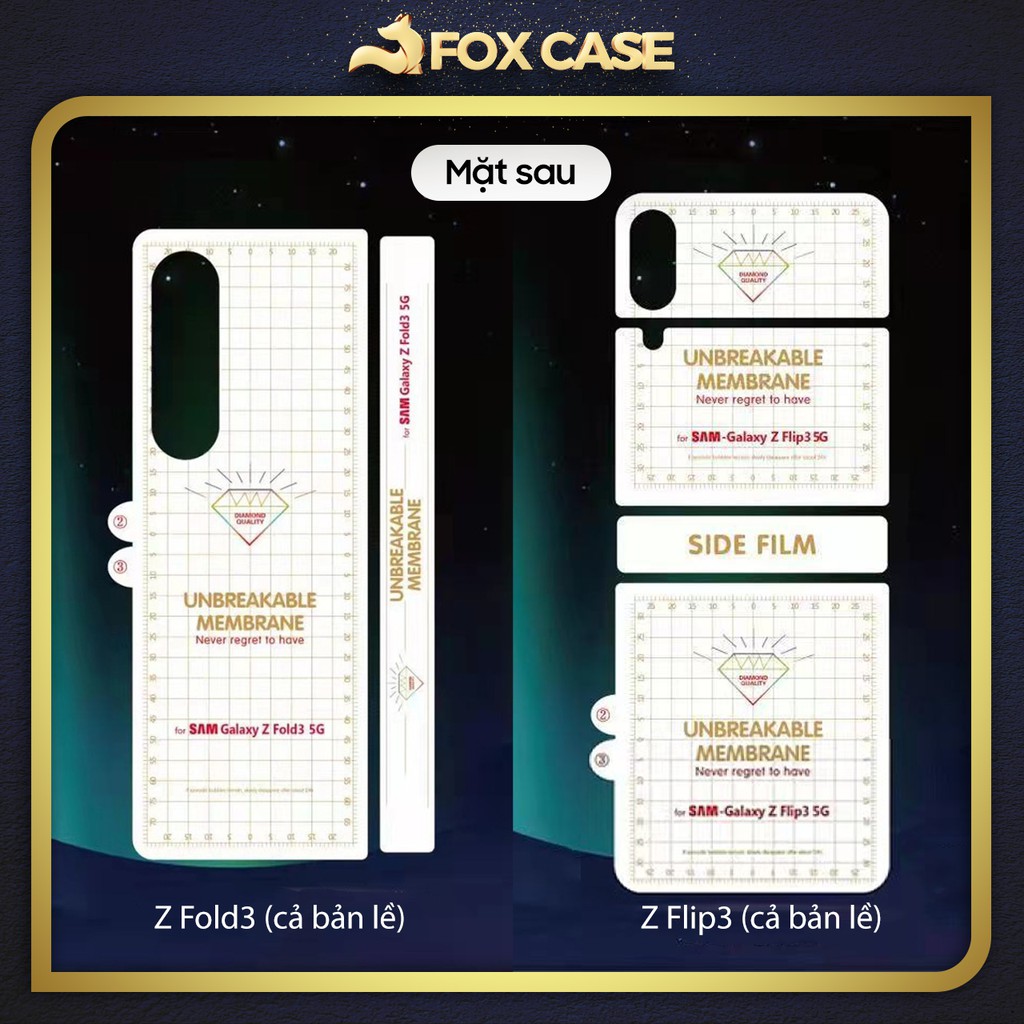 Dán màn hình PPF Samsung Z Fold3, Z Flip3, Z Fold 3, Z Flip 3 trong và nhám, có đủ các mặt trước sau - Fox Case