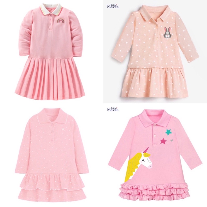 Váy cotton đuôi cá họa tiết cầu vồng cho bé gái, chất cotton po lô