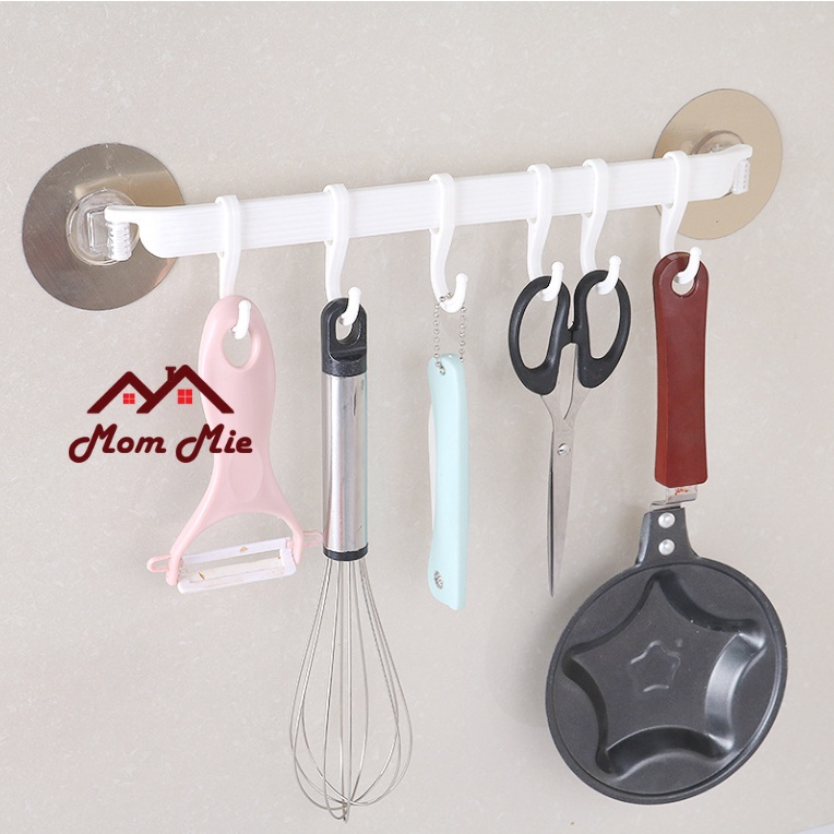 [MỚI] Giá treo khăn, vật dụng loại dán tường, góc tường kèm 6 móc treo - K028