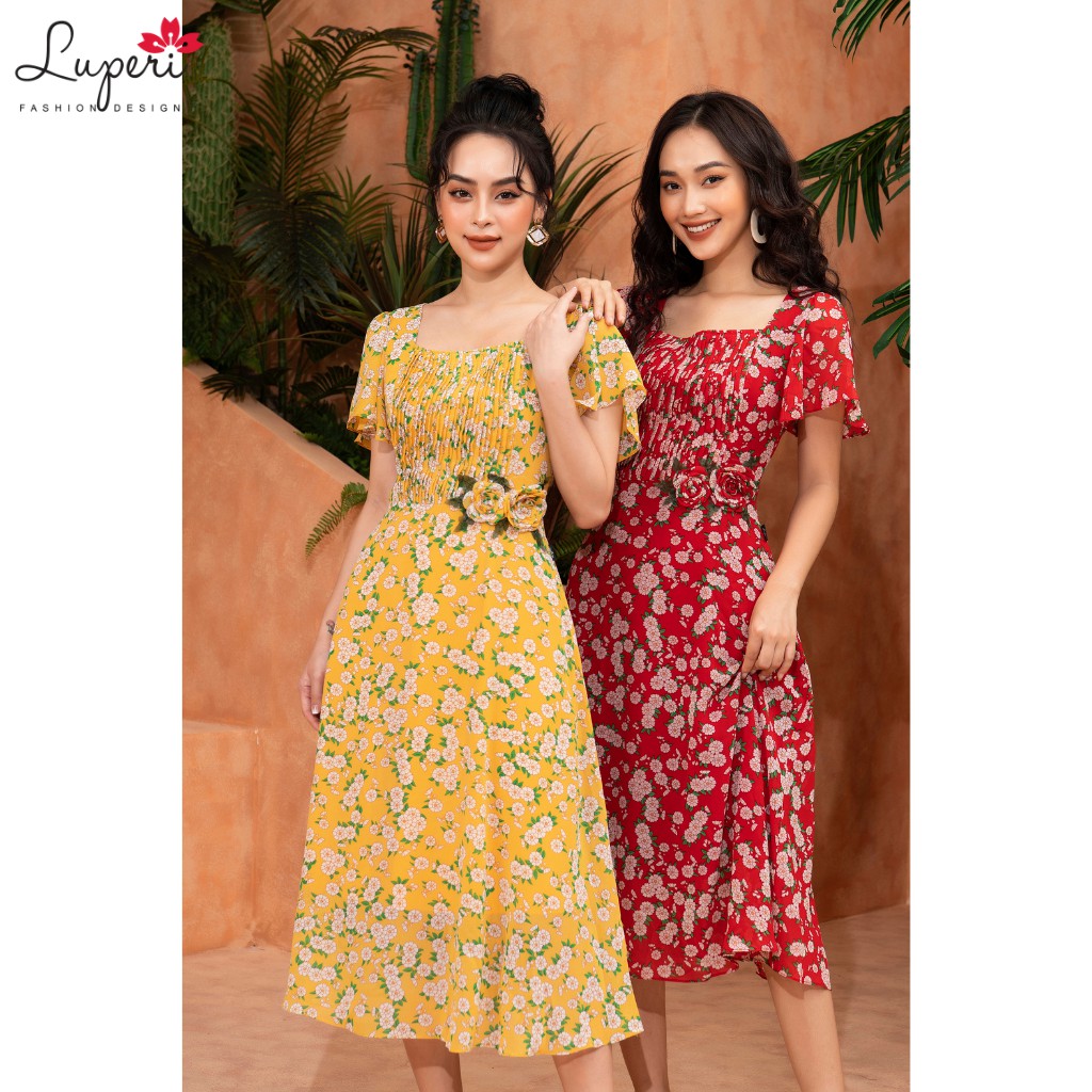 Váy Đầm Thiết Kế Nữ Hoa Nhí Chất Voan Hàn Siêu Mát LUPERI LFV3188 Cho Bạn Nữ Đi Chơi Đi Dạo Phố | BigBuy360 - bigbuy360.vn