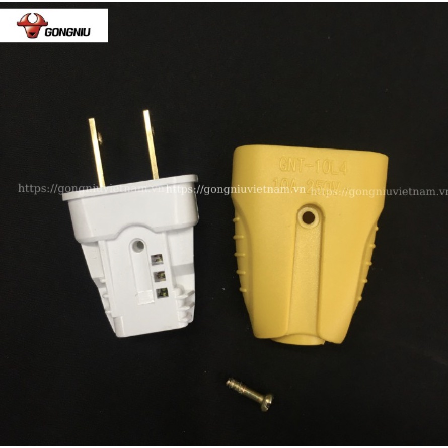 Phích Cắm Gongniu Chân Dẹp Đồng Vàng Công Suất 10A Chống Va Đập – 10L4