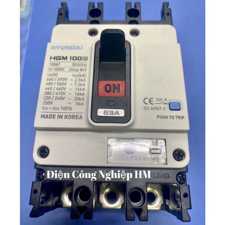 Aptomat MCCB 3 Pha HGM100E-F Hyundai dòng 63A~100A - Chính Hãng, Át Tô Mát Khối Cầu Dao Điện 3P