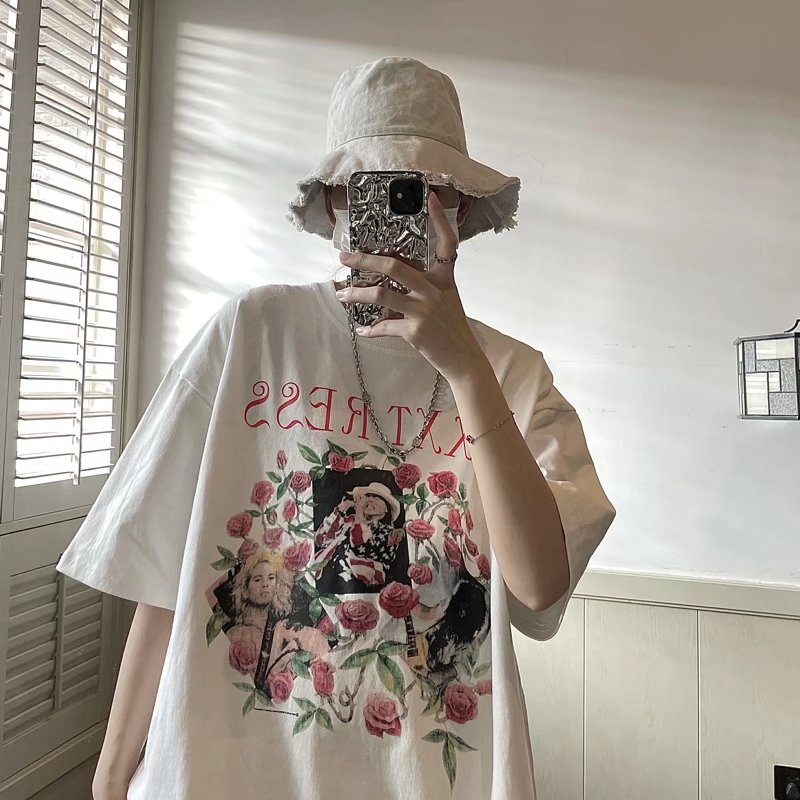 Áo Thun Dáng Rộng In Chữ Phong Cách Hip Hop Đường Phố Hàn Quốc Thời Trang Mùa Hè Cho Nam Cỡ Lớn M-8XL