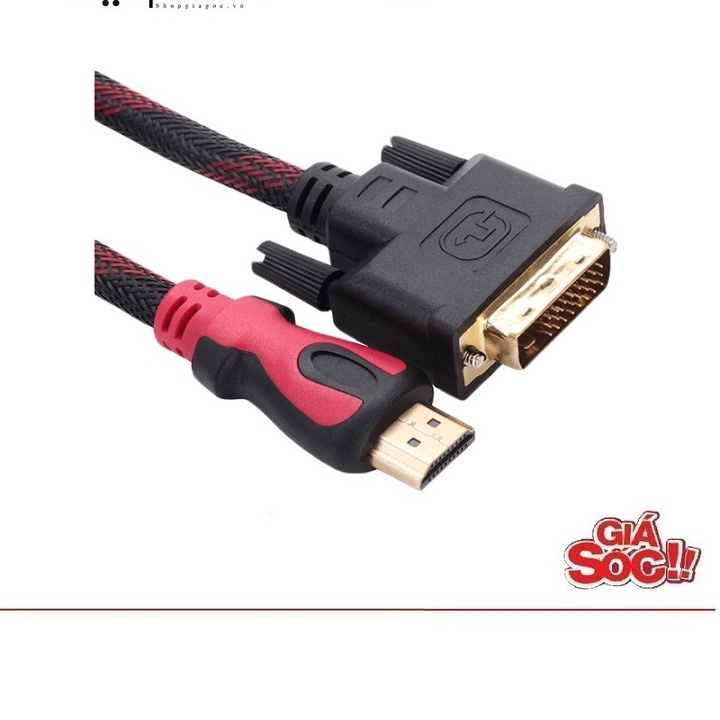 HDMI to DVI - Cáp chuyển đổi: HDMI to DVI dài 3m - Màu đen phối đỏ