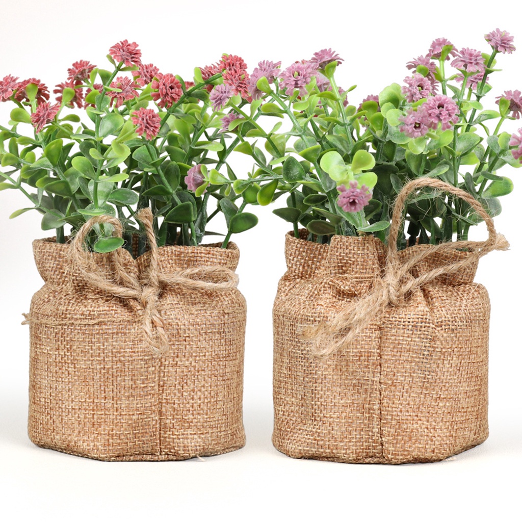 Chậu hoa nhân tạo bằng nhựa để bàn trang trí đa năng