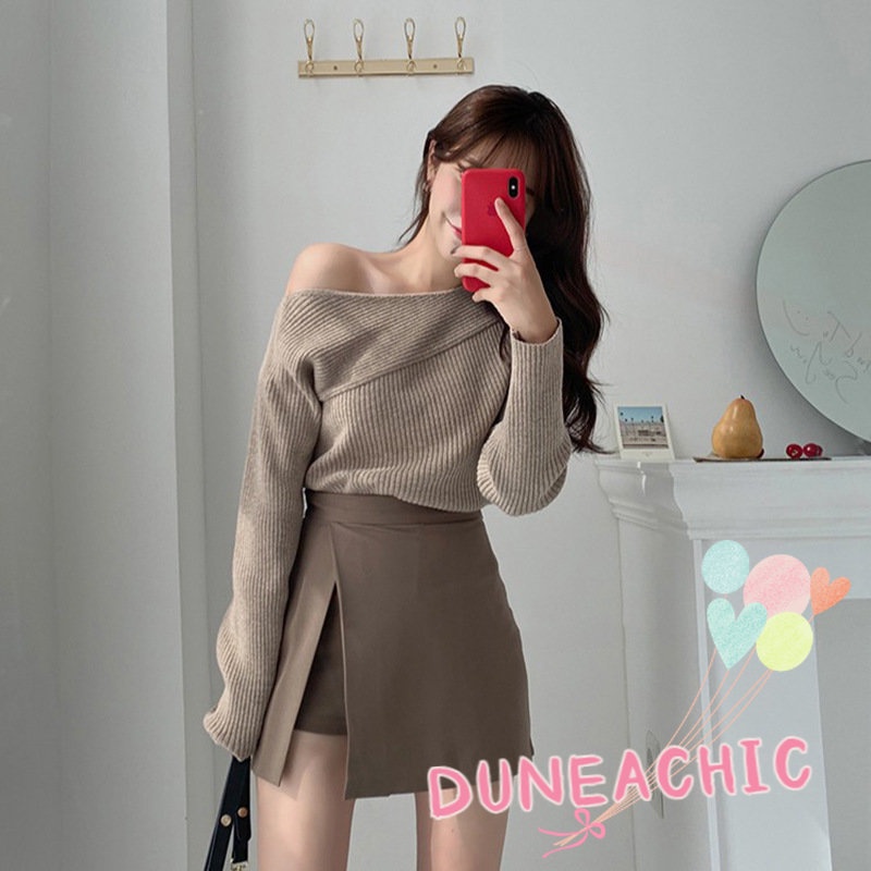 DUNEA Quần Culottes Lưng Cao Dáng Chữ A Xẻ Tà Quyến Rũ Dành Cho Nữ