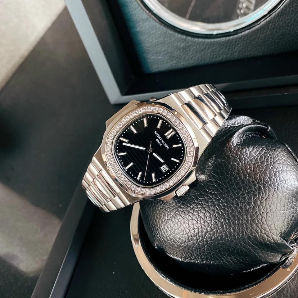 Đồng hồ Nam Ptk máy nhật chạy cơ Automatic vuông vành đá tròn size 41mm dây kim loại vỏ trắng nhiều màu có dạ quang